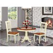 Pemberly Row Hartland 3-Piece Round Kitchen Dining Set in Buttermilk & Cherry