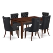 Pemberly Row 7-Piece Dining Room Set in Mahogany/Dark Gray Wood
