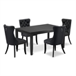 Pemberly Row 5-Piece Kitchen Table Set in Black/Dark Gray Faux Leather