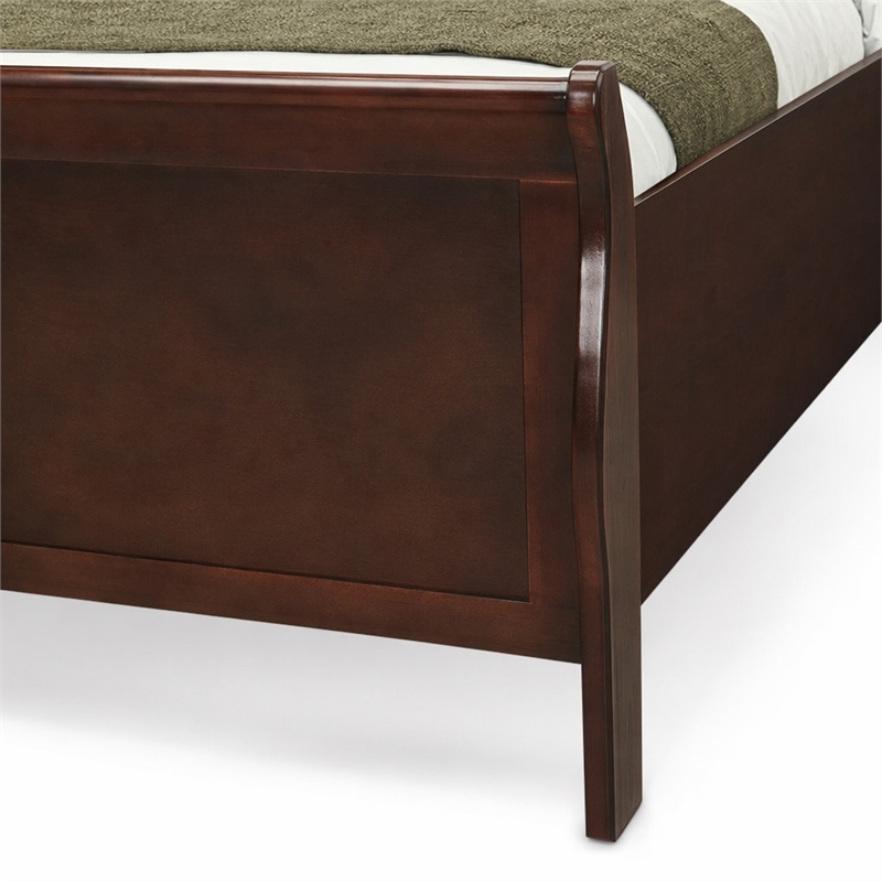 Pemberly Row Louis Philippe Wood Queen Bed in Walnut