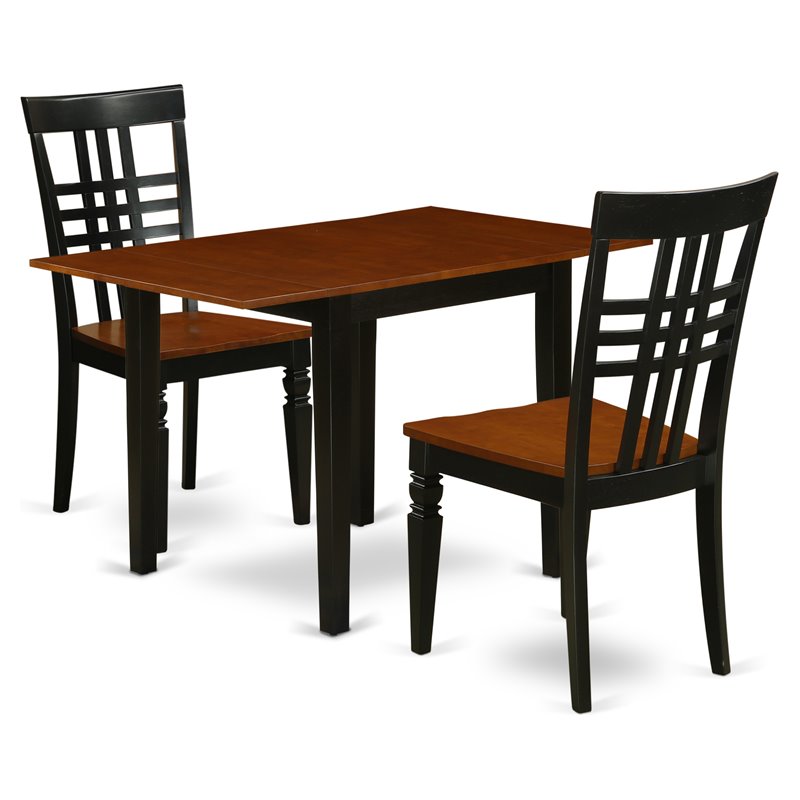 Pemberly Row 3-Piece Dining Set with Panel Back in Black and Cherry