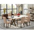 Pemberly Row 7-Piece Wooden Dining Table Set with X-Legs in Jacobean
