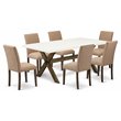Pemberly Row 7-Piece Wooden Dining Table Set with X-Legs in Jacobean