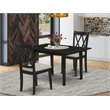Pemberly Row 3-Piece Wood Dining Set with X-Back Black Chairs