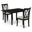 Pemberly Row 3-Piece Wood Dining Set with X-Back Black Chairs