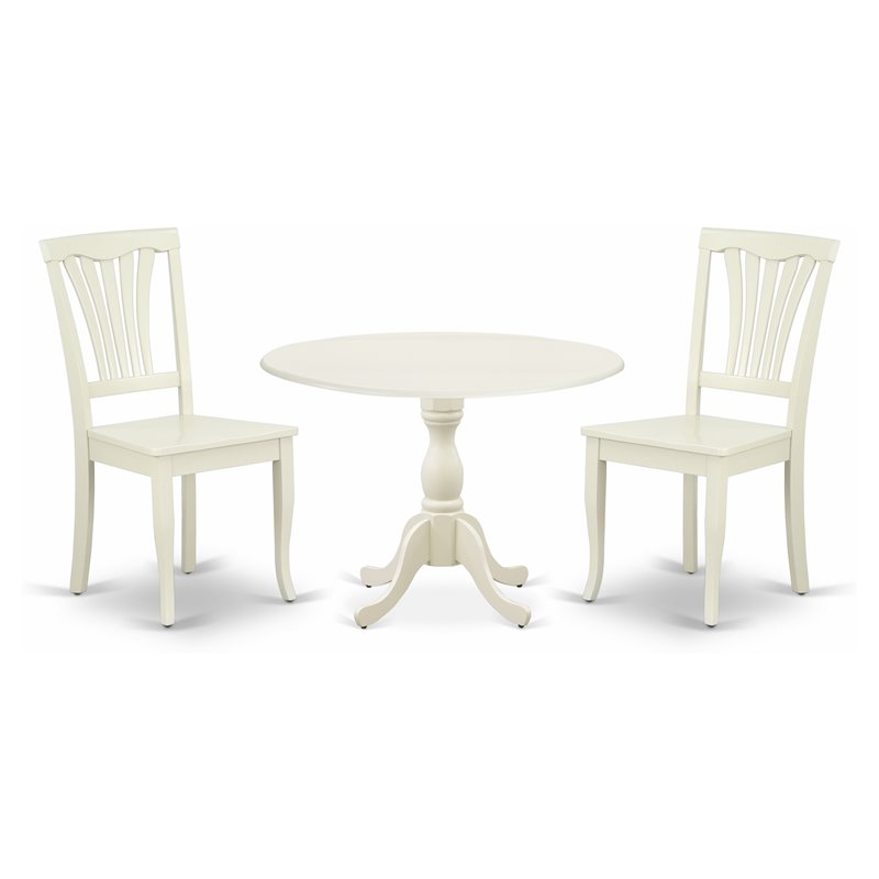 Pemberly Row Dublin 3-Piece Wood Dining Set in White Finish