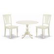 Pemberly Row Dublin 3-Piece Wood Dining Set in White Finish