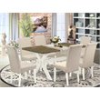 Pemberly Row X-Style 7-Piece Wood Dining Set in Cream/Distressed Jacobean