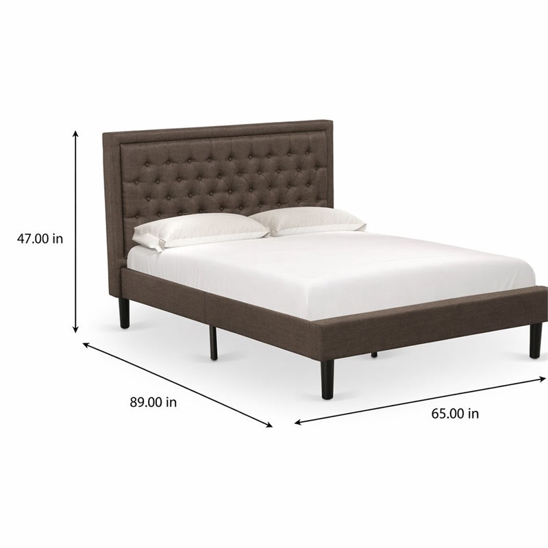 Pemberly Row Kendall Queen Wood Bed Frame with Brown Finish