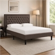 Pemberly Row Kendall Queen Wood Bed Frame with Brown Finish