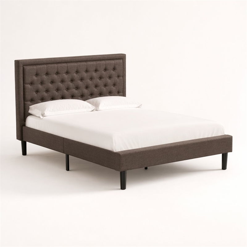 Pemberly Row Kendall Queen Wood Bed Frame with Brown Finish
