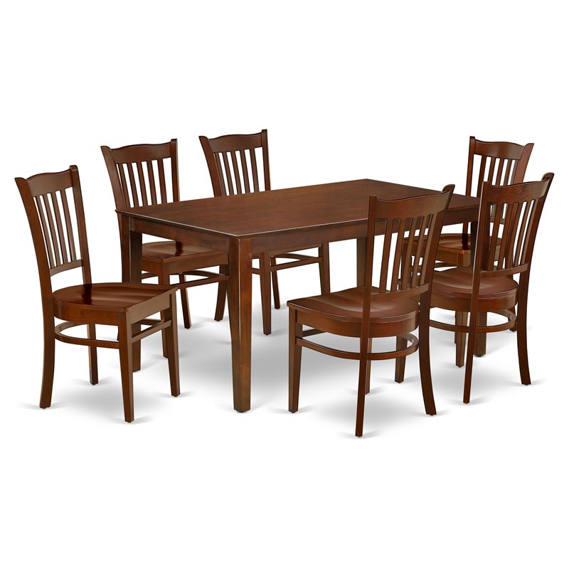 Pemberly Row Capri 7-Piece Wood Dining Room Set in Mahogany