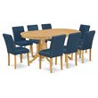 Pemberly Row 9-Piece Oval Wood Dining Set in Oak and Oasis
