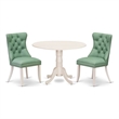 Pemberly Row 3-Piece Kitchen Table Set in Linen White and Willow Green