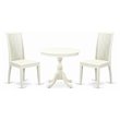 Pemberly Row 3-Piece Wood Dining Set with Slatted Back Chairs in White