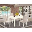 Pemberly Row 5-Piece Wood Dining Set with Parsons Chairs in Linen White