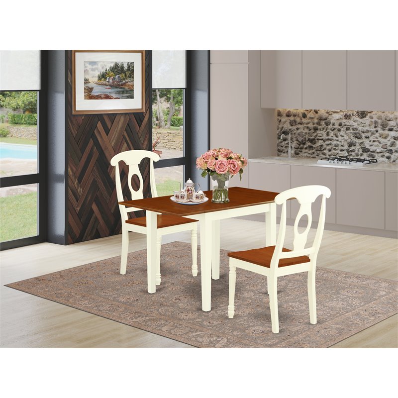 Pemberly Row 3-Piece Solid Wood Dining Set with Napoleon Back in Cherry