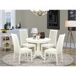 Pemberly Row 5-Piece Traditional Round Wood Dining Set in Linen White