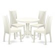 Pemberly Row 5-Piece Traditional Round Wood Dining Set in Linen White