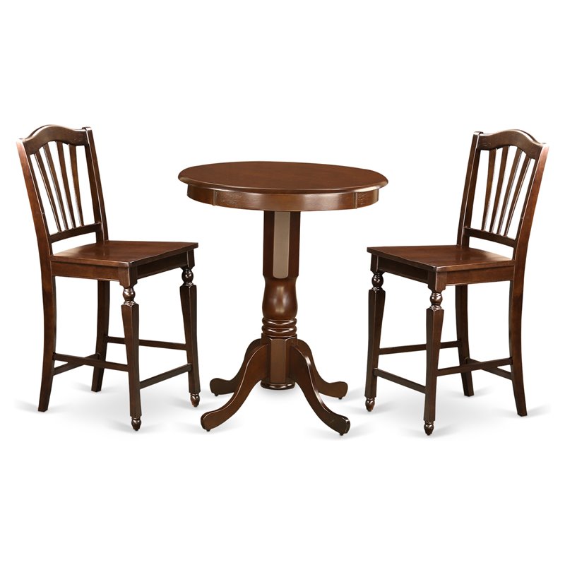 Pemberly Row 3-Piece Counter Height Dining Set in Mahogany Finish