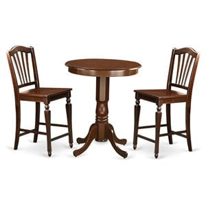 Pemberly Row 3-Piece Counter Height Dining Set in Mahogany Finish