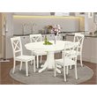 Pemberly Row 5-Piece Dining Set with Round Table in Linen White Finish