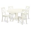 Pemberly Row 5-Piece Dining Set with Round Table in Linen White Finish