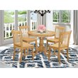 Pemberly Row Antique 5-Piece Dining Table Set with Wood Chairs in Oak Finish