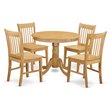 Pemberly Row Antique 5-Piece Dining Table Set with Wood Chairs in Oak Finish