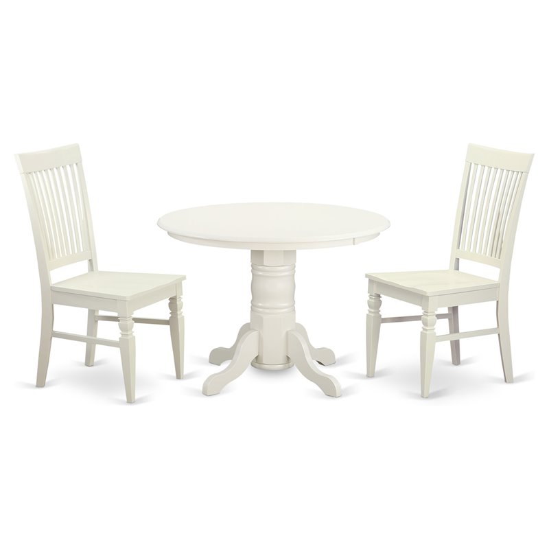 Pemberly Row 3-Piece Round Wood Kitchen Set in Linen White Finish