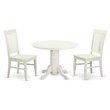 Pemberly Row 3-Piece Round Wood Kitchen Set in Linen White Finish