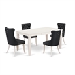 Pemberly Row 5-Piece Linen White Dining Table Set with Faux Leather Chairs