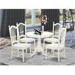 Pemberly Row 5-Piece White Wood Round Dining Set with Slatted Chairs
