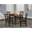 Pemberly Row 5-Piece Dining Set with Ladder Back Chairs in Black and Cherry