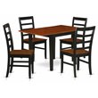 Pemberly Row 5-Piece Dining Set with Ladder Back Chairs in Black and Cherry