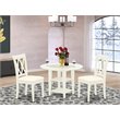 Pemberly Row White Wood 3-Piece Drop Leaf Dining Set with Linen Upholstery