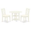Pemberly Row White Wood 3-Piece Drop Leaf Dining Set with Linen Upholstery