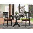 Pemberly Row 3-Piece Wood Dining Set with Round Drop Leaf Table in Black