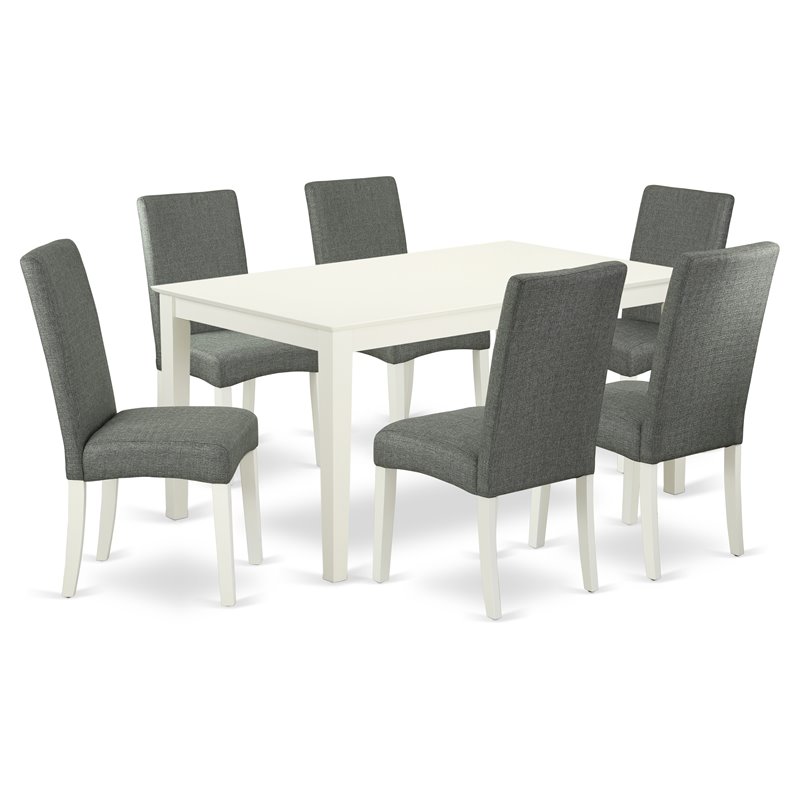 Pemberly Row Capri 7-Piece Wood Dining Set with Upholstered Chairs