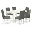 Pemberly Row Capri 7-Piece Wood Dining Set with Upholstered Chairs