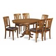 Pemberly Row Portland 7-Piece Wood Dining Set with Faux Leather Seats