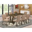 Pemberly Row 9-Piece Rectangular Dining Set in Distressed Jacobean Finish