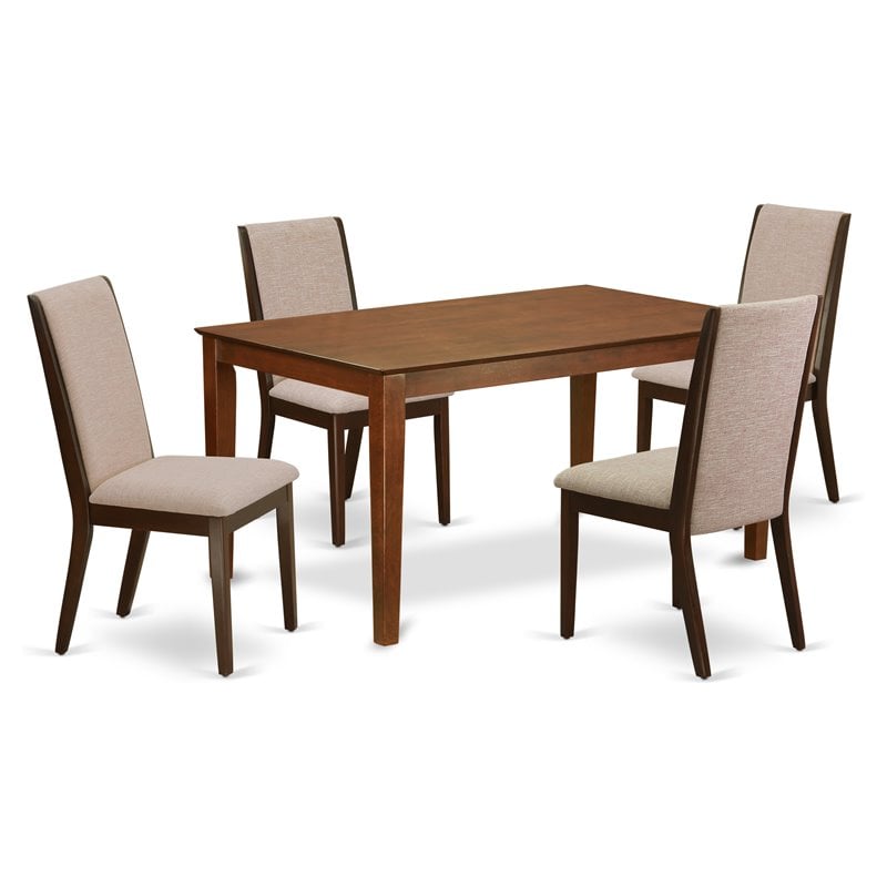 Pemberly Row Capri 5-Piece Wood Dining Set in Mahogany and Light Tan