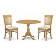 Pemberly Row 3-Piece Wood Dining Set with Drop Leaf Table in Oak