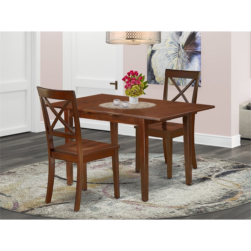 Pemberly Row 3-Piece Traditional Wood Dining Set in Mahogany Finish