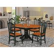Pemberly Row 5-Piece Dining Set with Pedestal Table in Black and Cherry