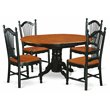 Pemberly Row 5-Piece Dining Set with Pedestal Table in Black and Cherry
