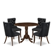 Pemberly Row 5-Piece Dining Set with Upholstered Chairs in Antique Walnut