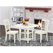 Pemberly Row 3-Piece Wooden Dining Set with Slatted Back in Linen White