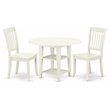 Pemberly Row 3-Piece Wooden Dining Set with Slatted Back in Linen White